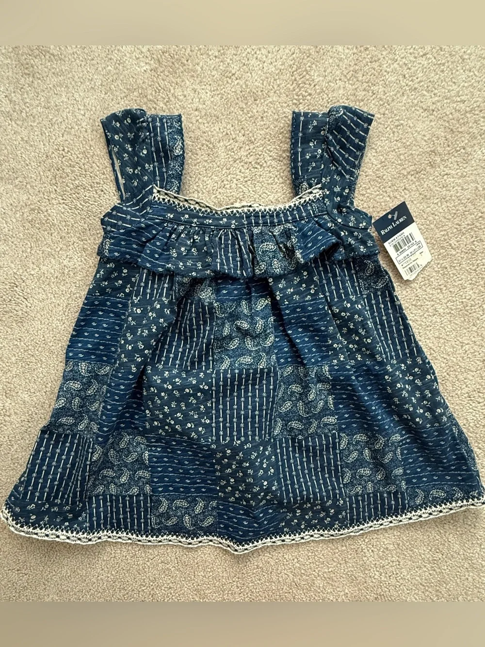 Ralph Lauren Blue Patchwork dress bloomers- size 18months
